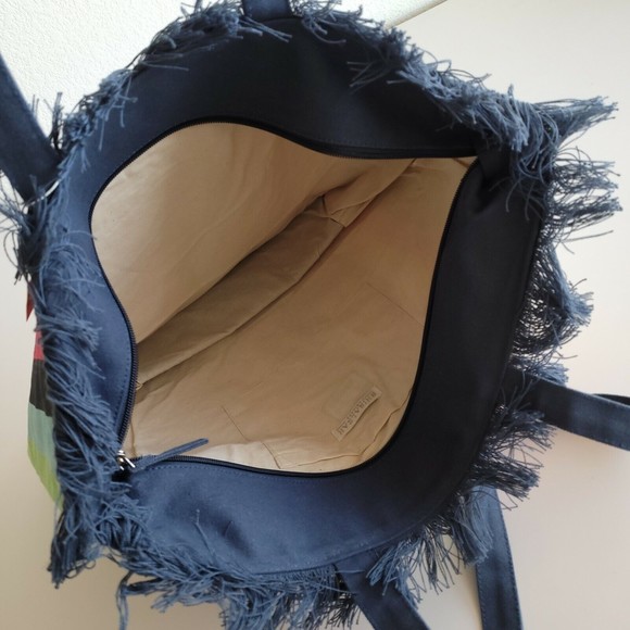 SHIRALEAH Rainbow Striped Print Canvas TOTE SHOULDER Shopper bag - Picture 4 of 6